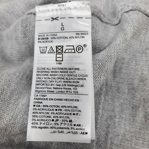 GAP Factory Cardigan Sweater Ladies size L Balloon Sleeve Cotton Light Grey NEW - Picture 4 of 6